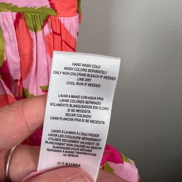 Taylor Lawn Mini Dress Size Small Pink Floral Tropical Vacation Resort Flutter - Picture 12 of 12